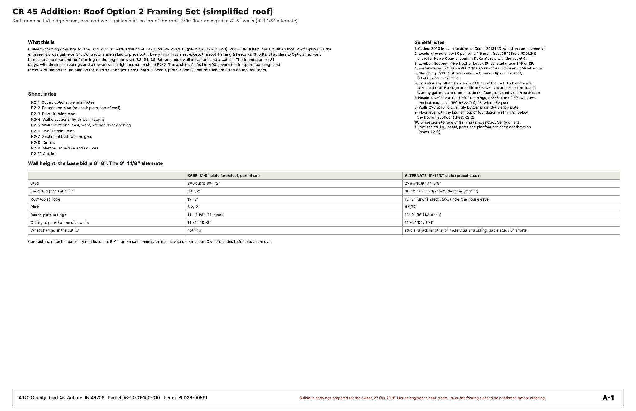 Roof Option 2 sheet 1
