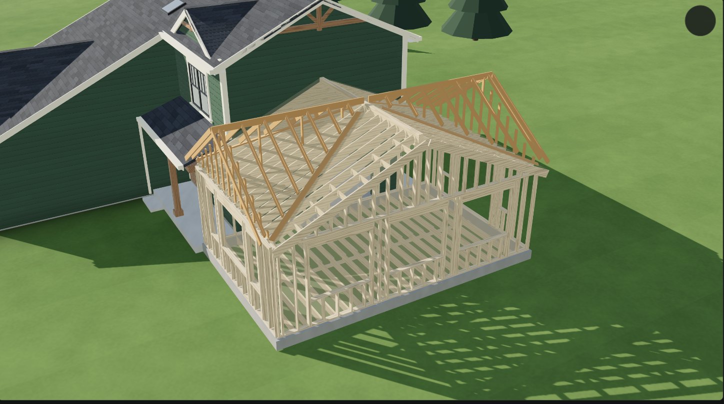 3D model, addition framing from a corner